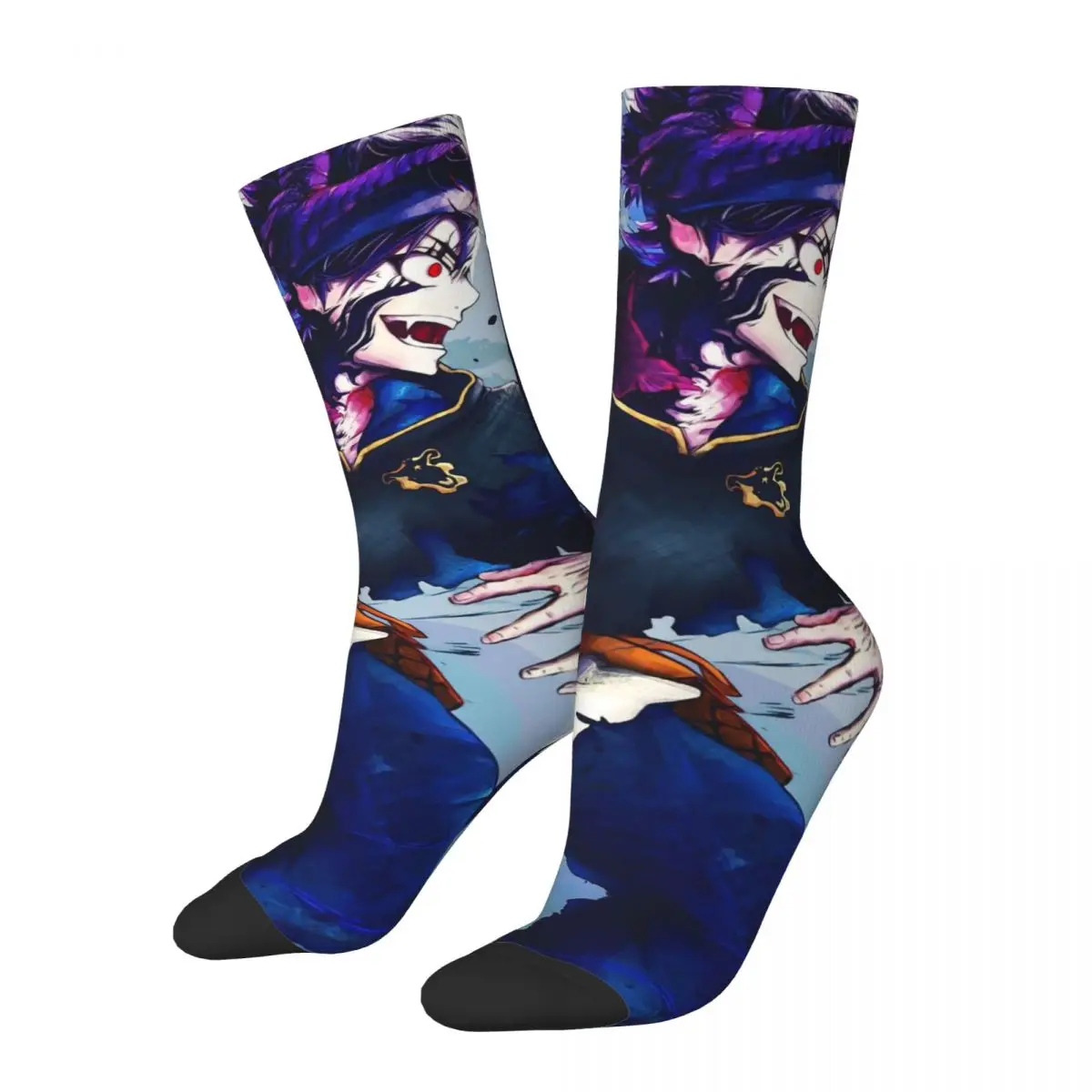 Funny Crazy Sock For Men The Man Hip Hop Vintage Black Clover Happy Quality Pattern Printed Boys Compression Sock Casual Gift