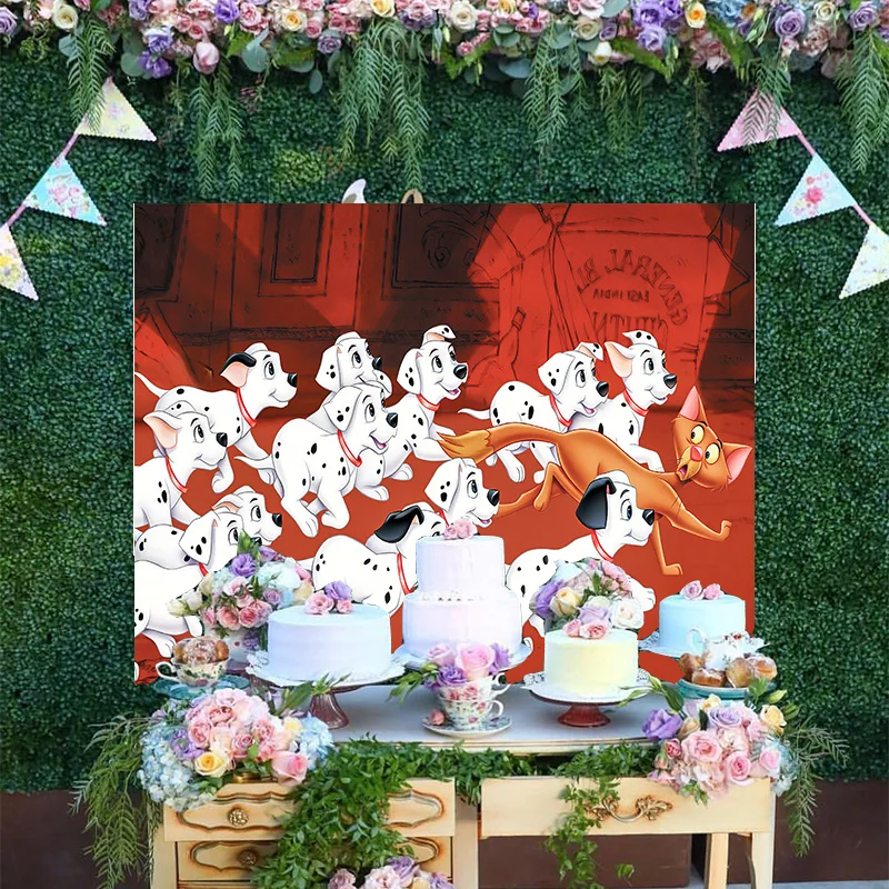 

Disney 101 Dalmatians Puppy Dog Cute Pongo Perdita Red Backdrop Boy Happy Birthday Party Cartoon Decoration Backgrounds Banner