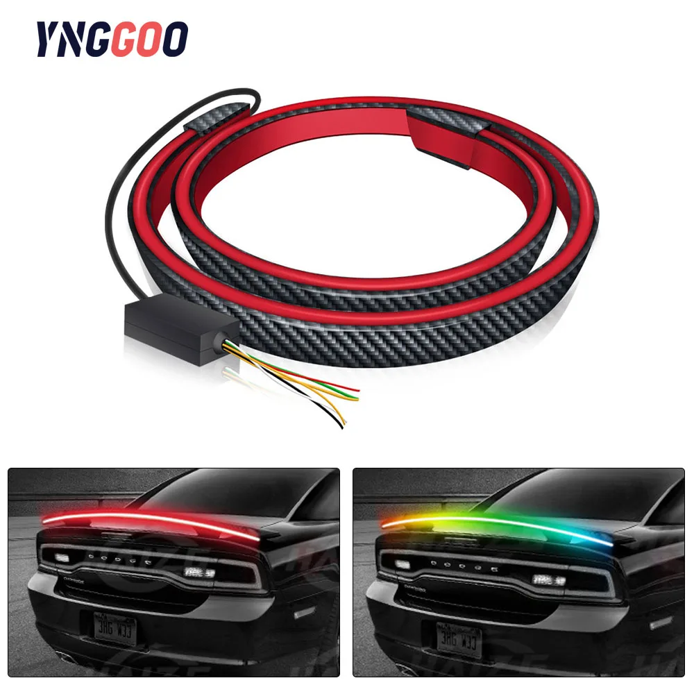 

YNGGOO 130 см углеродное волокно светодиодный спойлер светильник s Универсальный Автомобильный третий стоп-сигнал Сигнал поворота предупреПре...