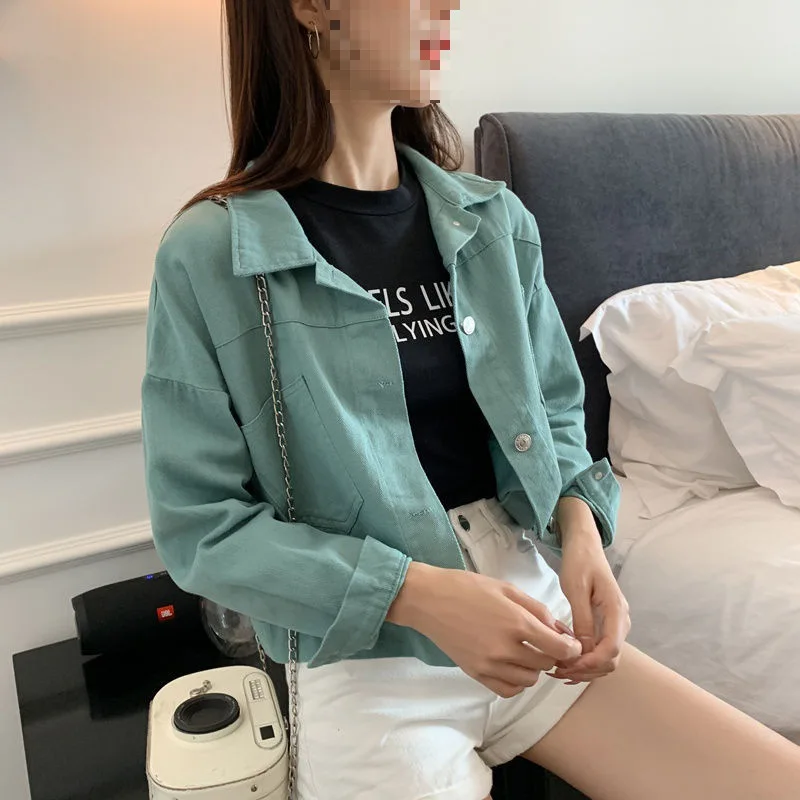 

Denim Short Small Coat Female Student Korean Autumn Women's Loose Large Fat mm Versatile Top