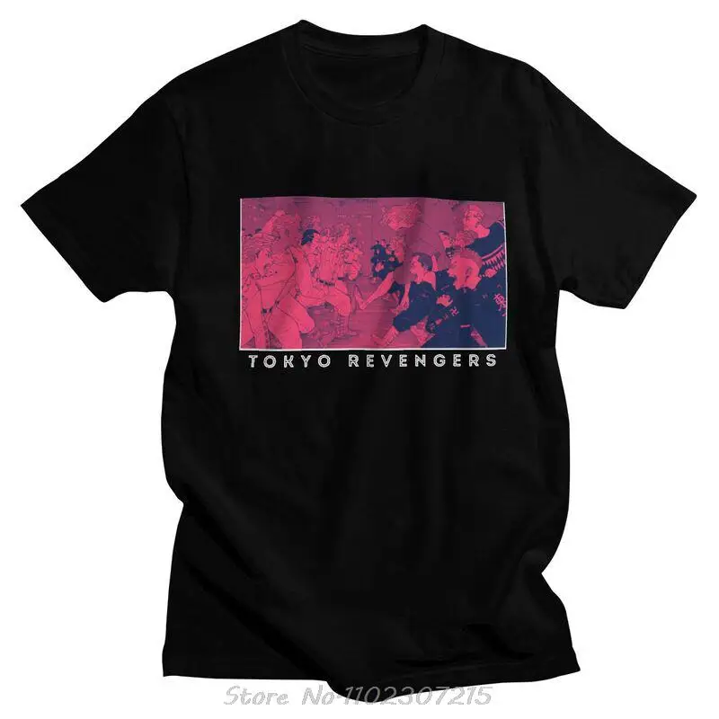 

Футболка мужская хлопковая с коротким рукавом, Классическая рубашка с принтом Токийский манга, Сано, микей, уличная одежда для отдыха