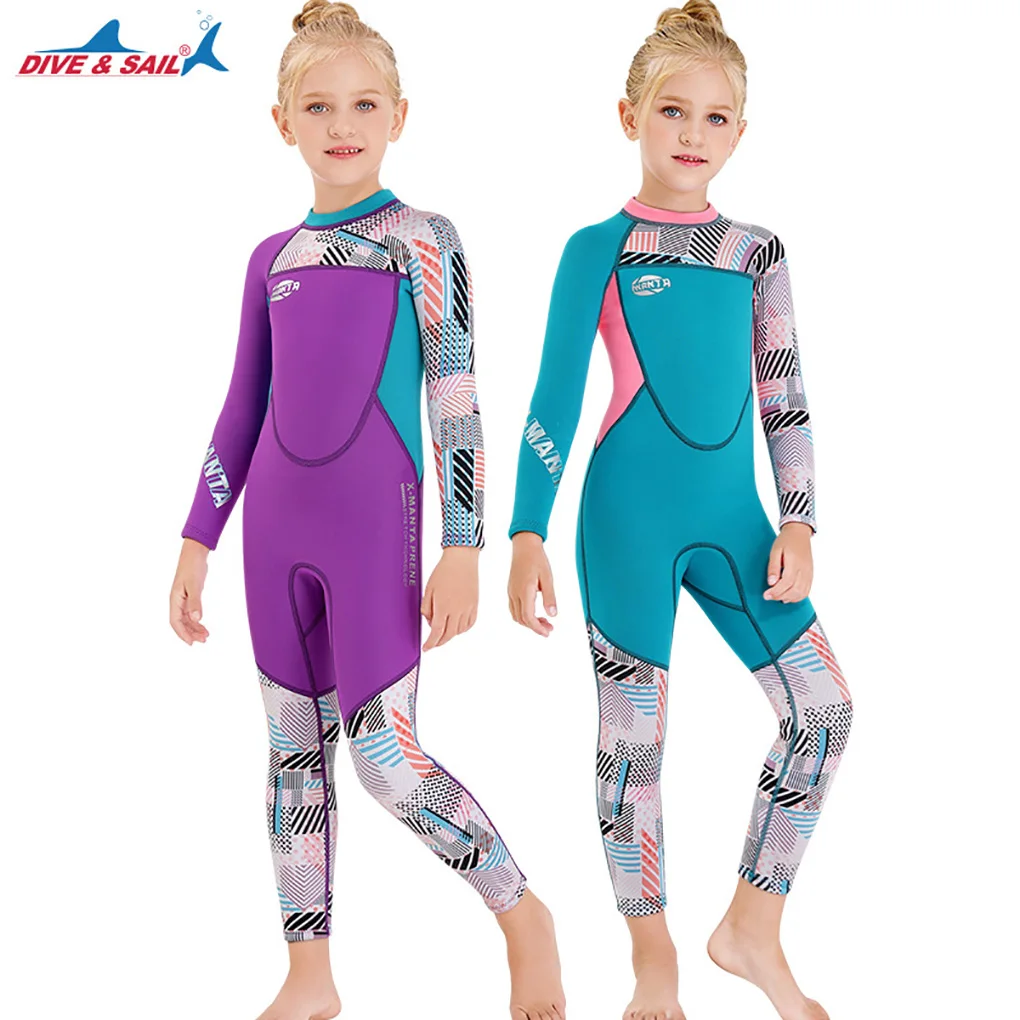 

2 5MM Wetsuit Breathable Sports Dive Skins Boys and Girls Surfing Neoprene Anti-Sting Snorkel Suits for Children