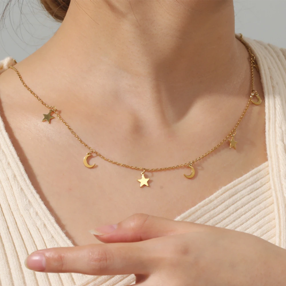 Unift лакомство Изящная подвеска Звезда Луна ожерелье темпераментное с цепочкой до