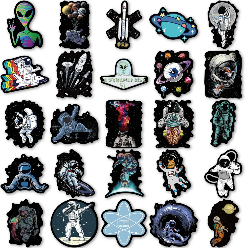 103050pcs outer space astronaut cartoon graffiti stickers anime decals laptop car skateboard luggage cool sticker for kids toy free global shipping