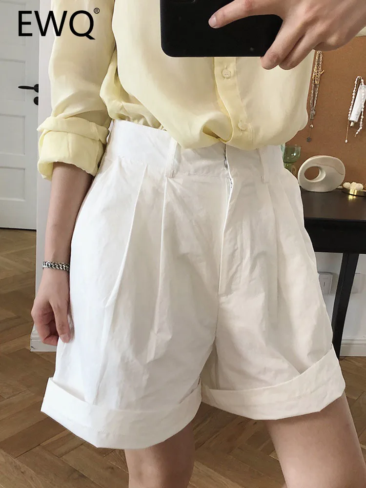 

EWQ Fashion A-line Shorts For Women Solid High Wiast Wide Leg Pants Korean Style Female Clothing 2023 Summer New 26D3528