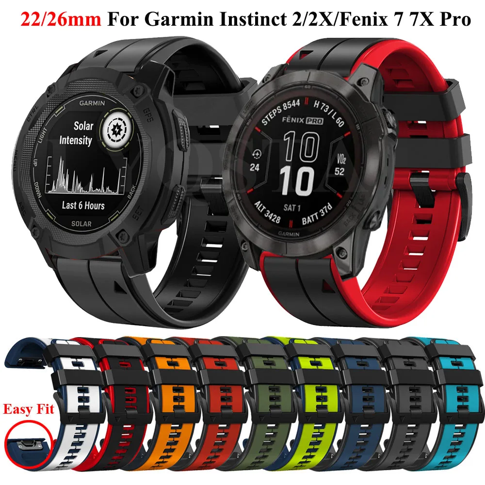 

22mm 26mm Quick Fit Watchband For Garmin Instinct 2X Fenix 7 7X Pro 6 6X Pro 5 5X Plus 3 HR Enduro 2 Silicone Easyfit Wristband