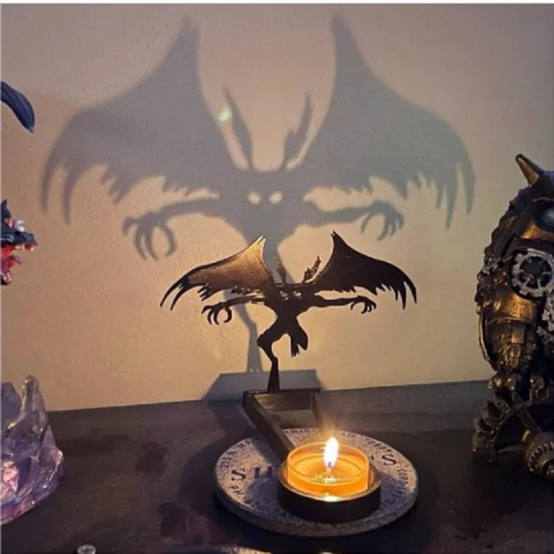 

Spooktacular Halloween Shadow Decor Funny Candlestick with Skull Pumpkin Witch Desktop Decor Horror Spooky Decor 2023 Halloween