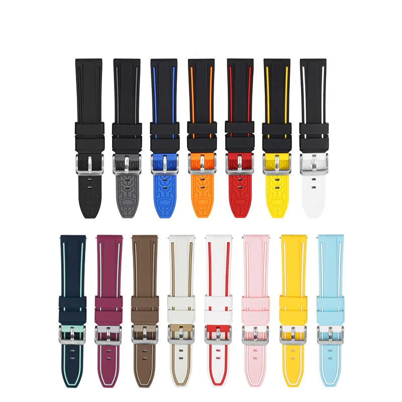 

Silicone two-tone watch strap for Samsung S3/HUWEI GT2/Omega series watch band Q0uick Release bracelet 20/22/24/26mm