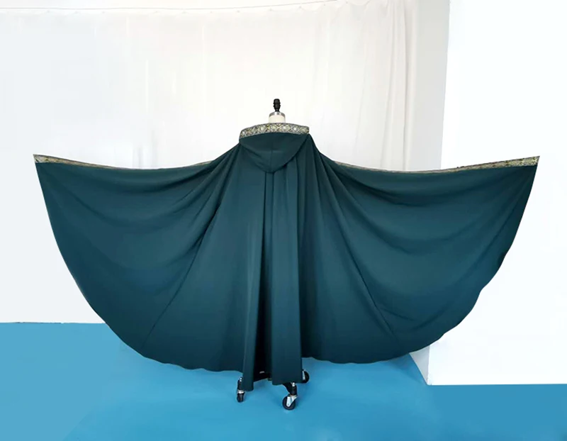 Spring Hood Poncho Green Lace Stage Performance Wear Long Cape Dance Par Dress up Wrap |