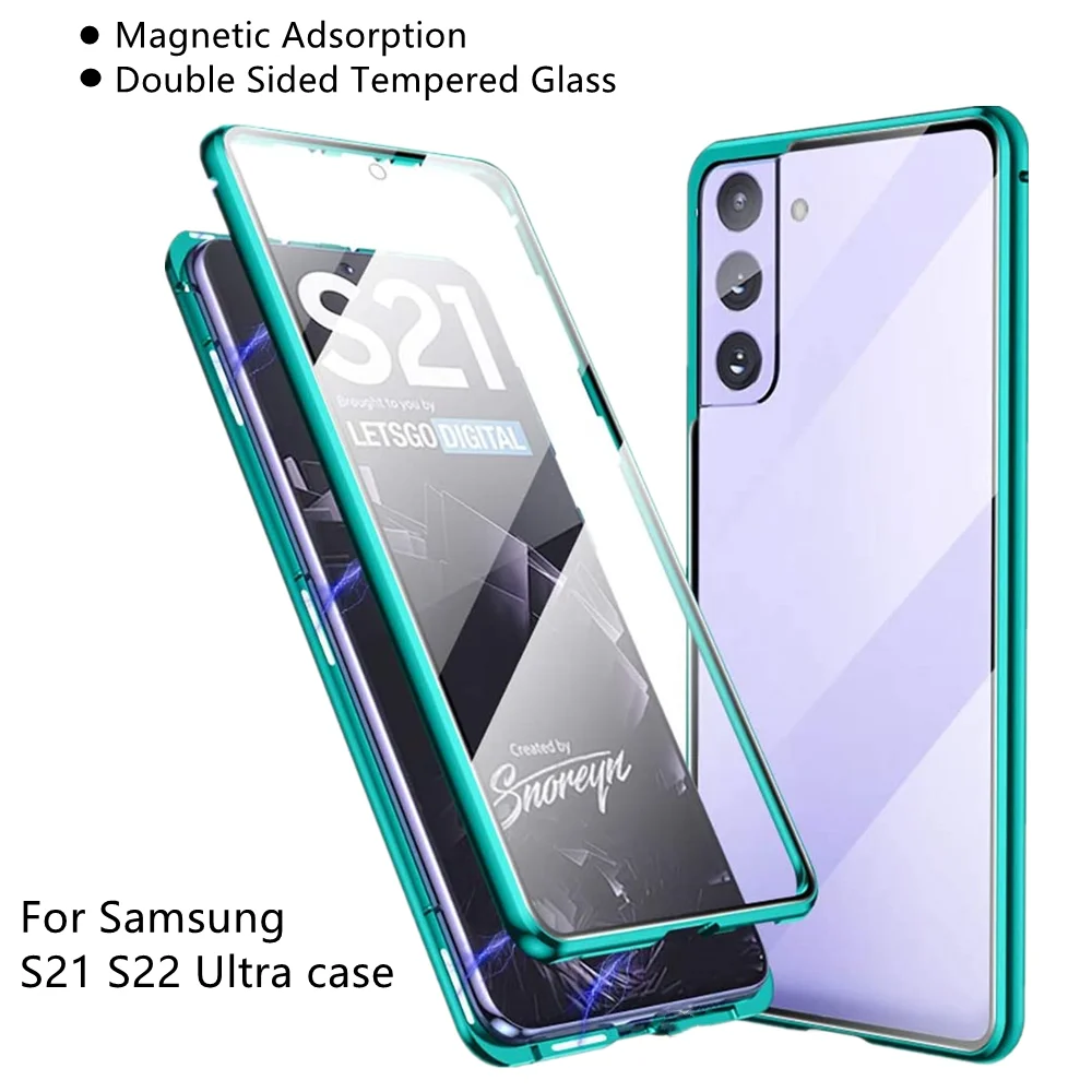 

Magnetic Adsorption Case for Samsung Galaxy S22 21 S20 S10 S9 S8 Plus Note 9 10 20 Ultra A51 A71 S10E Double Sided Glass Cover
