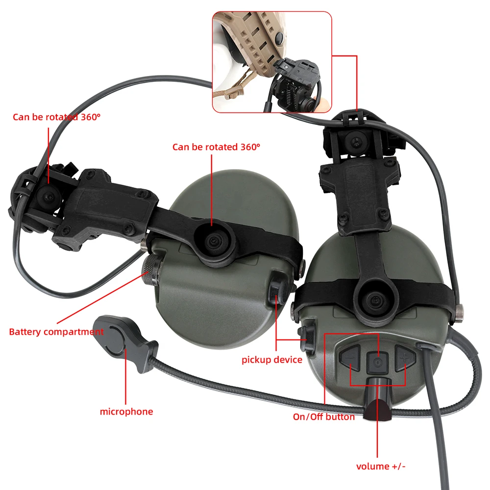 Silicone Earmuffs ARC Rail Holder Airsoft Headphone Holder SORDIN Noise Cancelling Hearing Protection Headphones