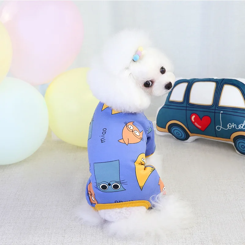 

Thicken Four-legged New Pet Clothes Winter Cat Dog Clothes Cartoon Print Warm Jumpsuit for Dogs Puppy Kawaii Clothes Chihuahua