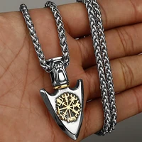 norse odin warrior spearhead vegvisir viking necklace stainless steel men vintage viking valknut pendant necklace amulet jewelry