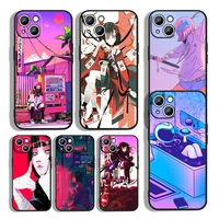 anime vaporwave aesthetic for apple iphone 13 12 11 mini 8 7 6s 6 xs xr x 5 5s se 2020 pro max plus black phone case capa