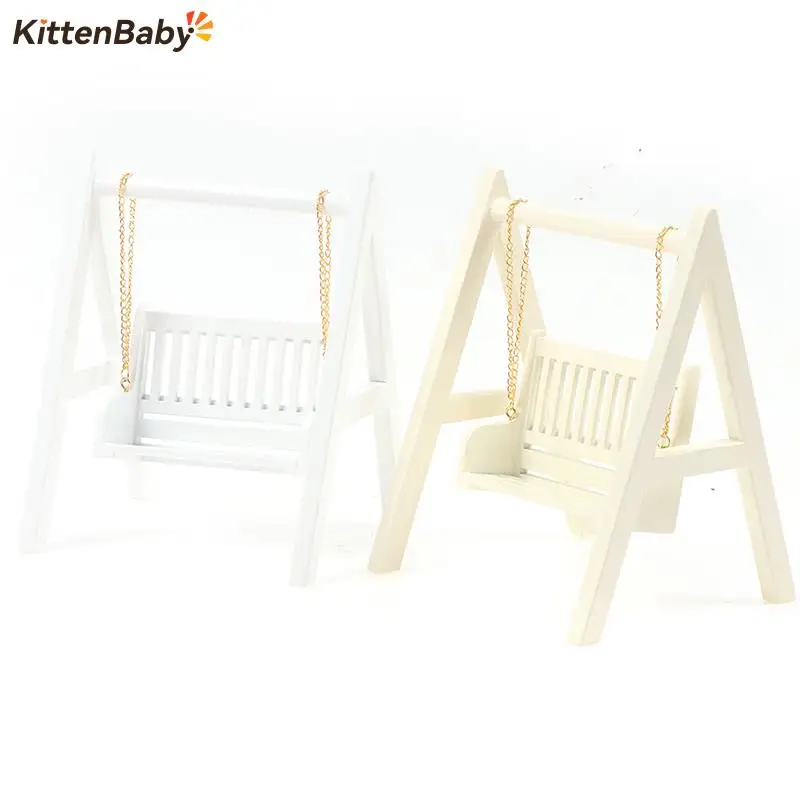 

Simulation Wooden Mini Swing Rocking Chair Furniture Model Toy For Doll House Decoration 1/12 Dollhouse Miniature Accessories