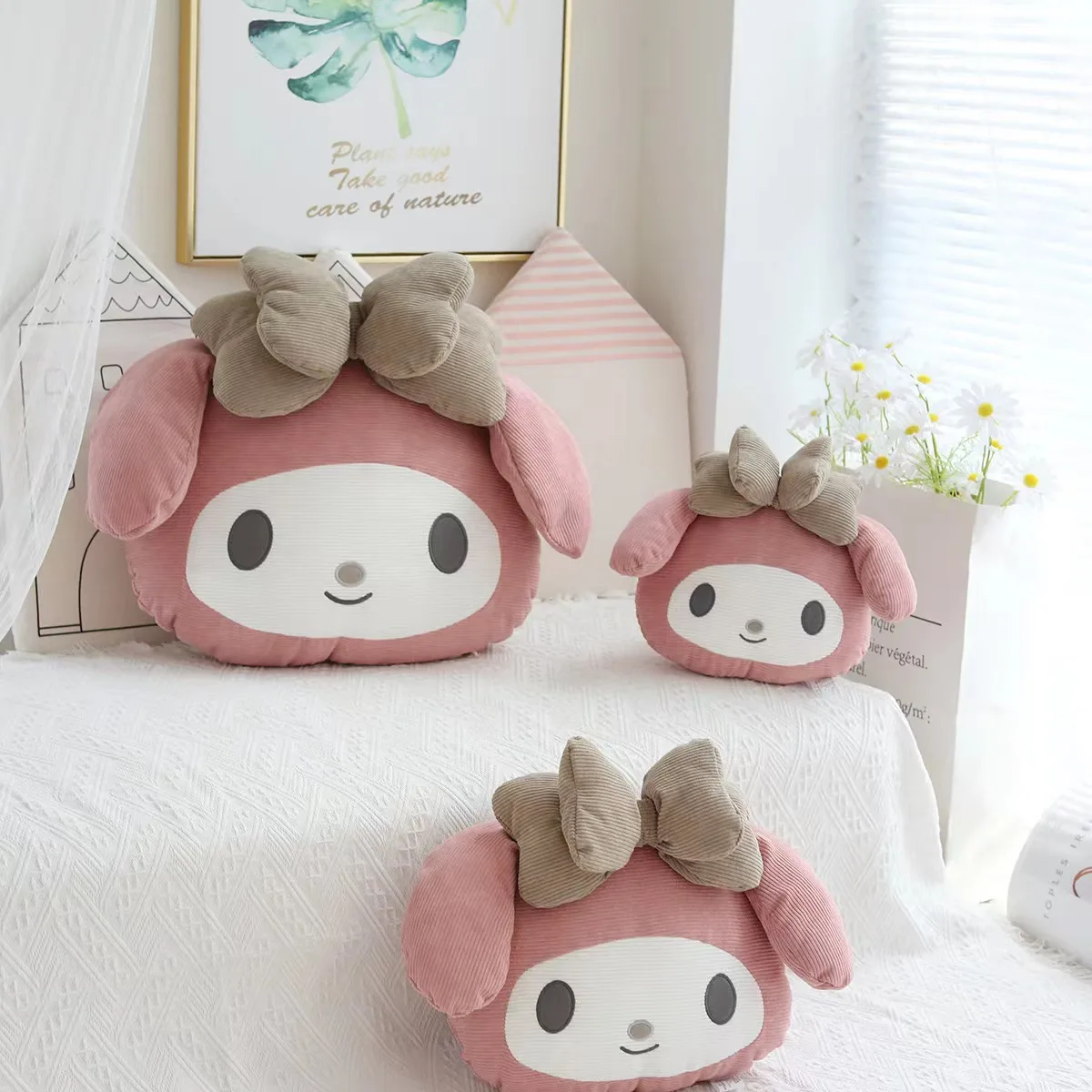 

Sanrio Retro Corduroy Kitty Cat My Melody Pillow Cartoon Anime Car Pillow Cute Headrest Waist Support Birthday Gift