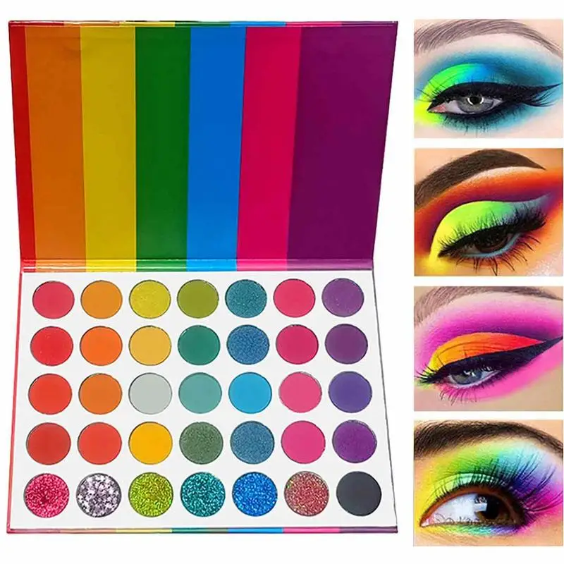 

Makeup Palettes 35 Colours Rainbow Eye Palette Colourful Glitter And Matte Highly Pigmented Rainbow Eyes Makeup Palette