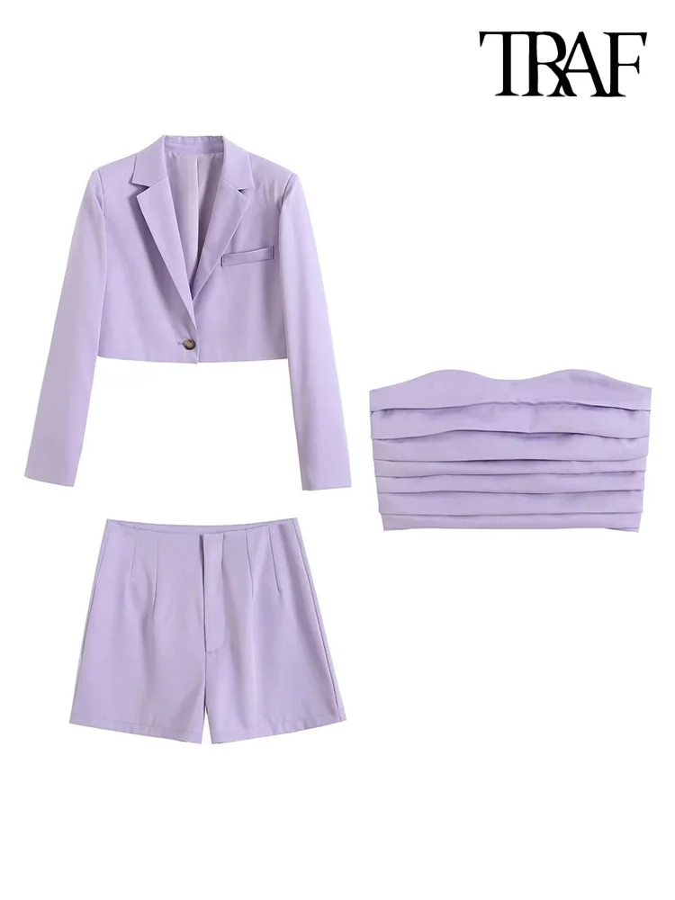 3 шт./комплект женский пиджак с завышенной талией и шорты |