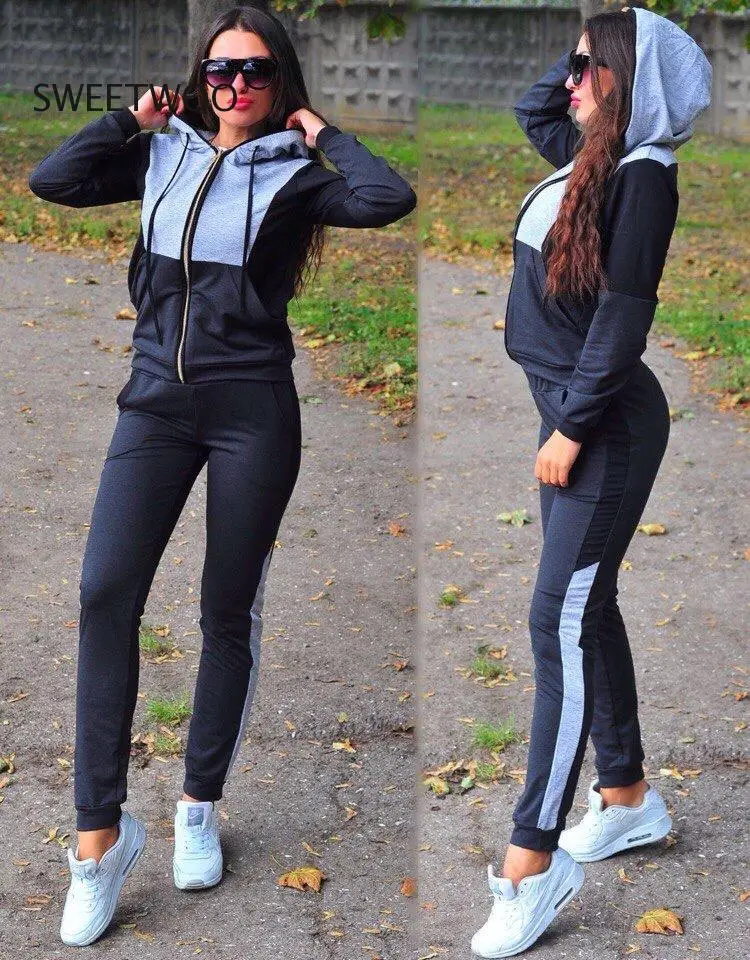 

2020 Women Two Piece Outfits Casual Tracksuits Sweatsuits Sporty 2 Piece Set Hoodies and Sweatpants Fall Winter Clothes Fashion