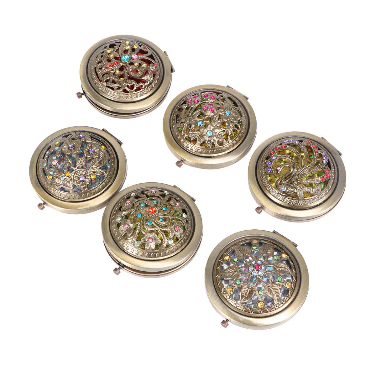 

Mirror Makeup Compact Pocket Purse Folding Vintage Travel Mini Round Purses Women Vanity Double Hand Foldable Metal Sided