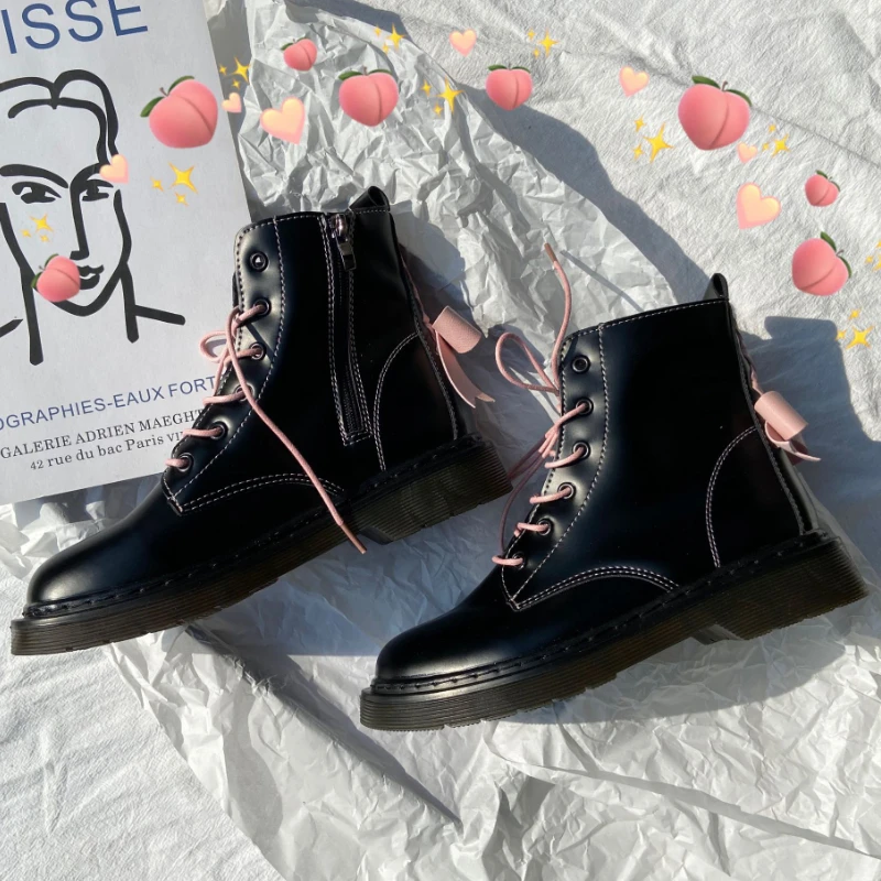 

Women Boots 2023 Winter Autumn Keep Warm Womans Booties PU Lace Up Platform Butterfly-knot Womans High Heels Female Heeled Shoes