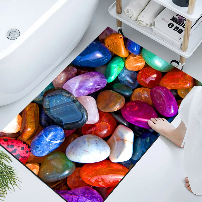 

3D Color Goose Warm Stone Printing Carpet Diatom Mud Absorbent Quick-drying Floor Mat Bathroom Non-slip Mat Door Mat Alfombra