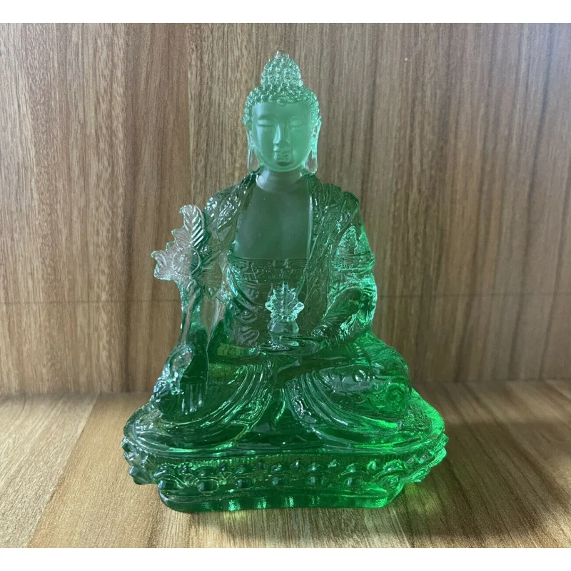 

Green Color Bhaisajyaguru Art Glass Crystal Sculpture Statue