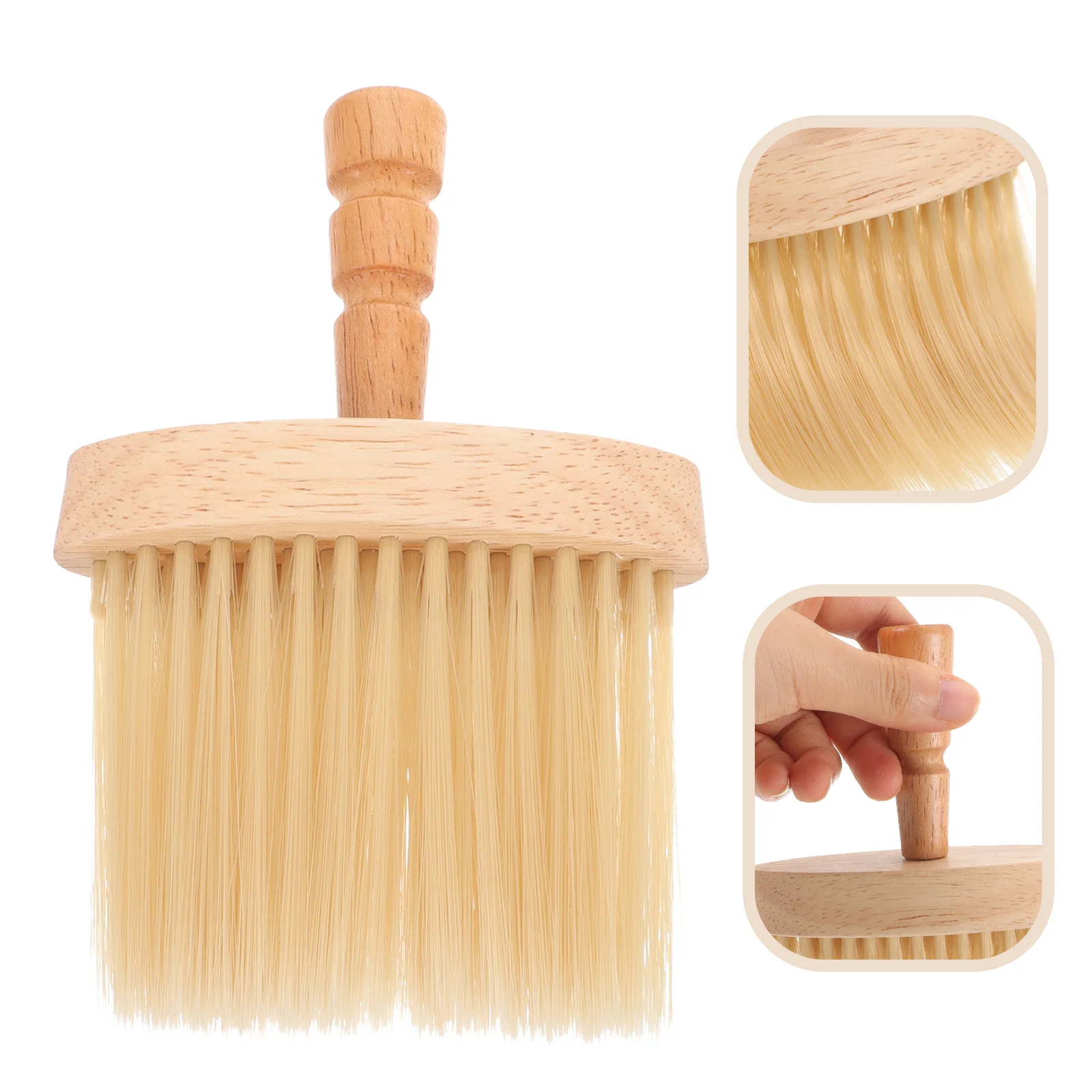 

Barber Brush Hair Salon Shaving Wood Handle Men Brushes Manual Shave Lotus Tree Neck Duster Male Beard Hard Wave