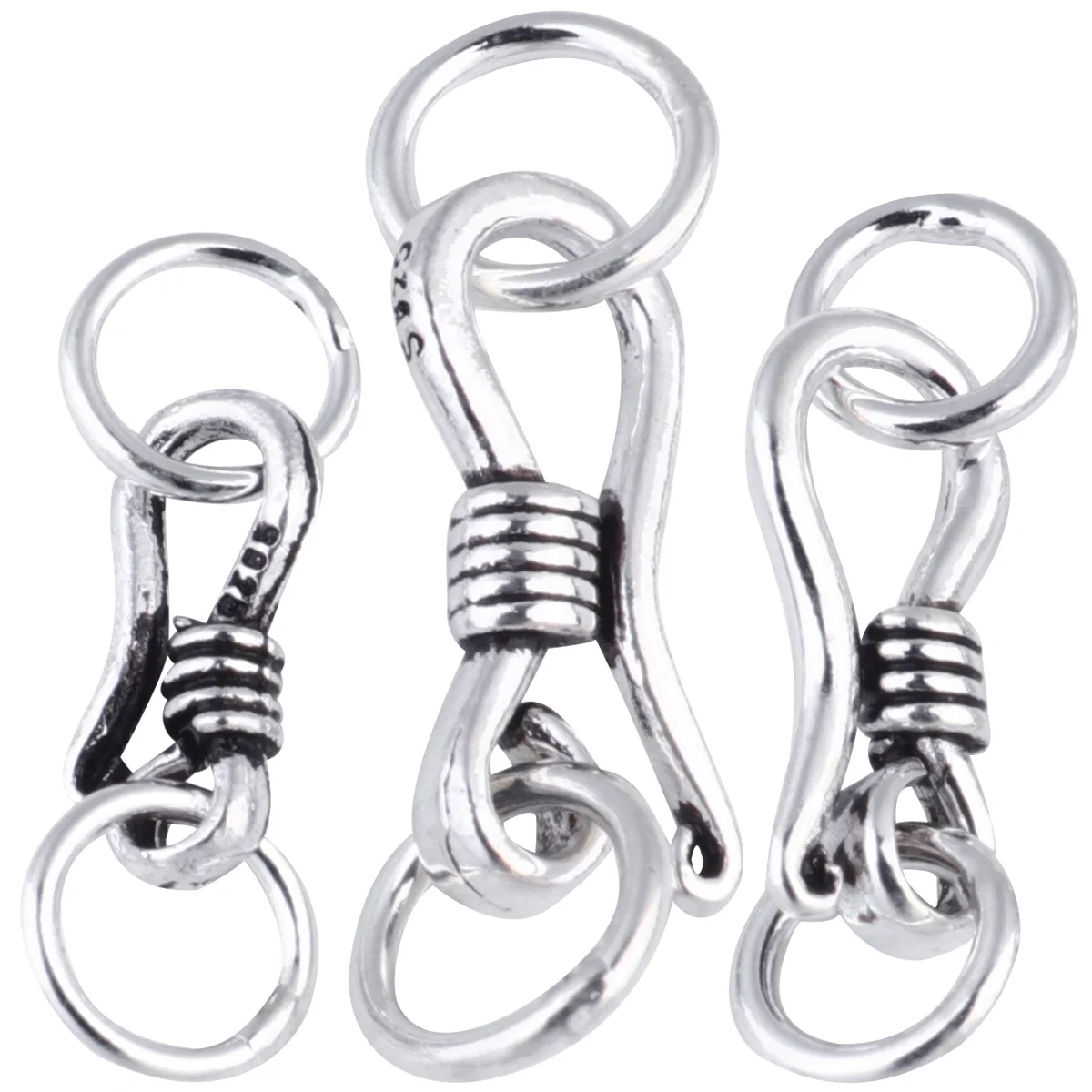 

3PCS Hook Ring Toggle Clasps Tibetan Style End Clasp Connector For Bracelet Necklace Jewelry Making ( Silver )