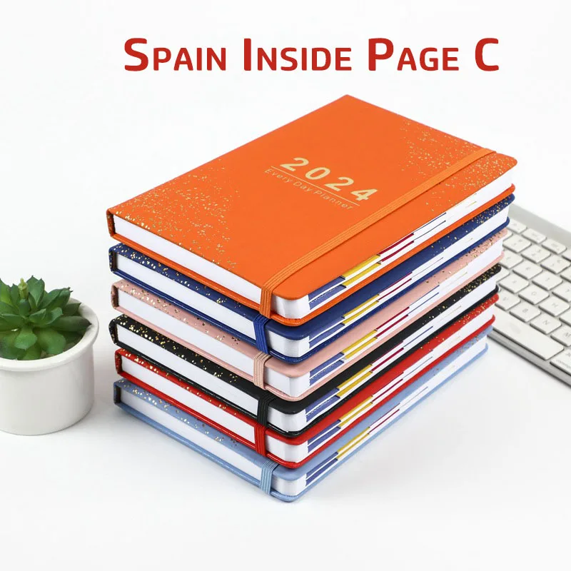 

Agenda 2024 Spanish Inside Page Notebook,365 Day English Daily Plan Calendar Diary Planner Office Agenda Weekly Daily Notebooks