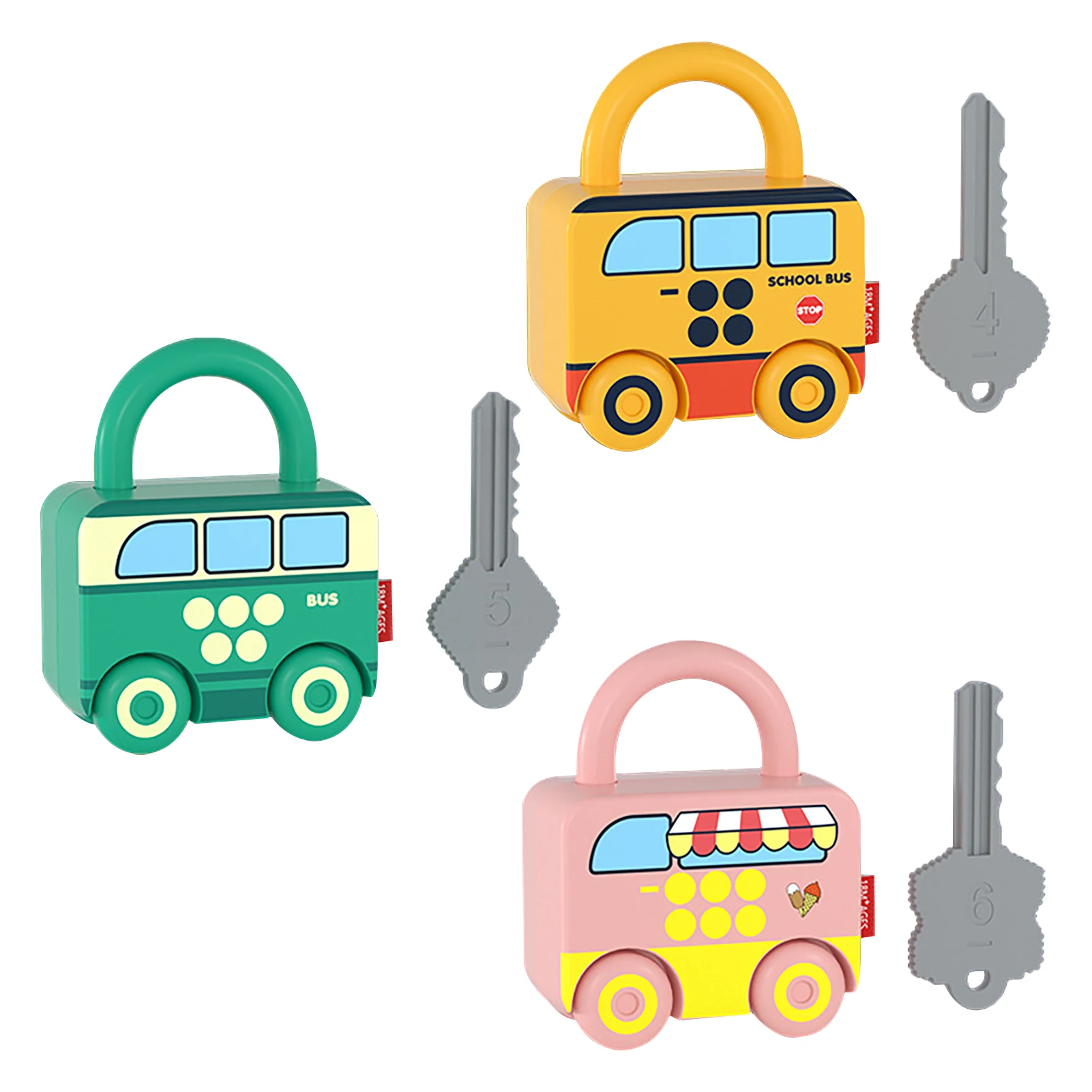

3pcs Preschool Games Kids Learning Lock Counting With Keys Cat Shape Toys Montessori Educational Cognitive Numbers Matching