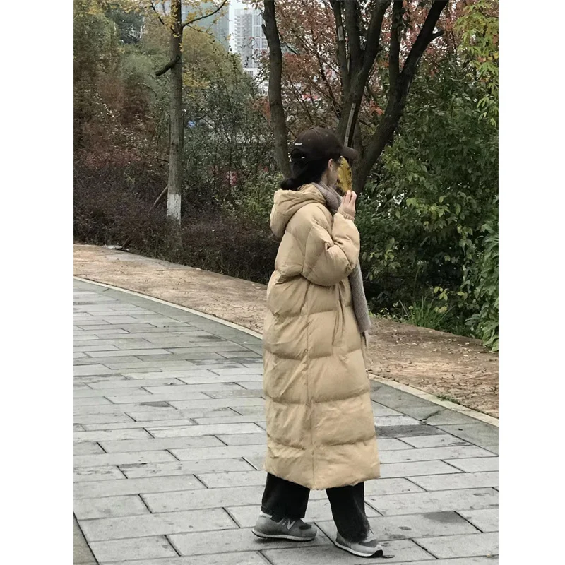 Cotton Padded Clothes New 2022 Winter Women's Winter Mid Length Parkas Hooded Coat Women Loose Thick Fluffy Overcoat Outwear