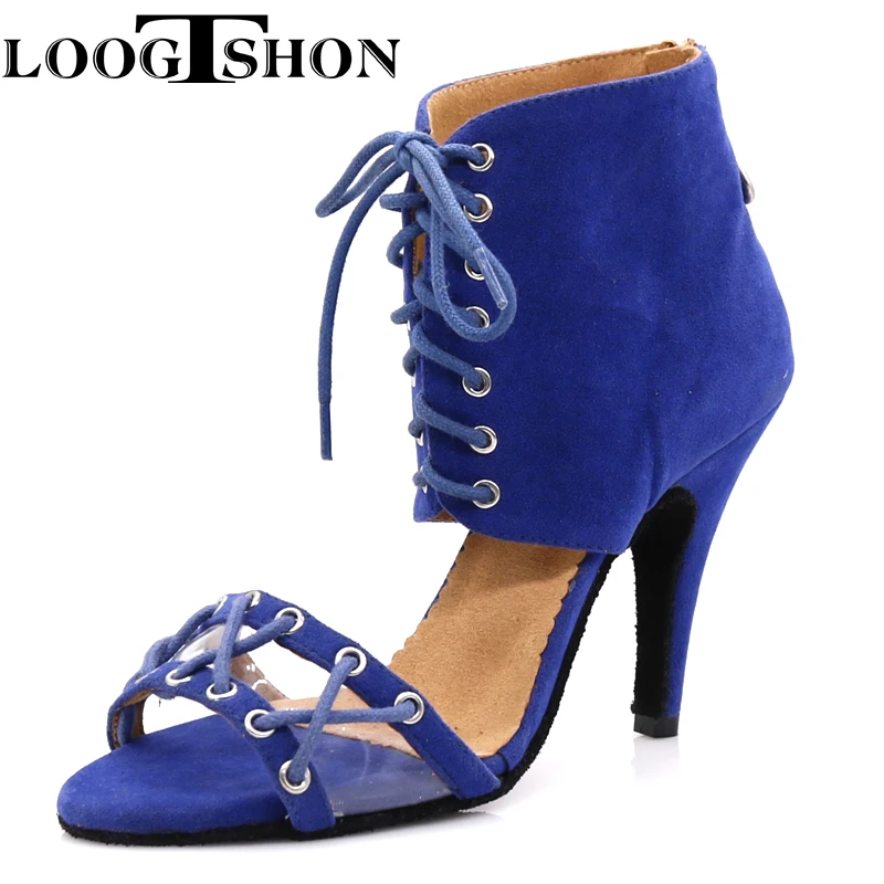 Loogtshon 2022 style latin dance shoes salsa ladies satin soft sole fashion dance sandals prom shoes 7 heel women's satin shoes