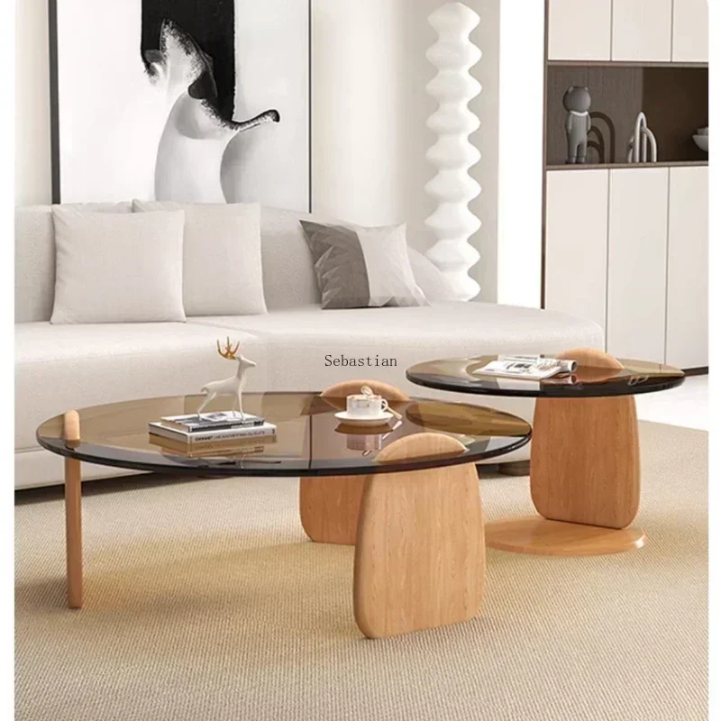 Couch tisch aus gehärtetem Glas nordisches Licht Luxus Manusiaischen минималистичный ischen Tee Mesas Haushalt kreisförmige