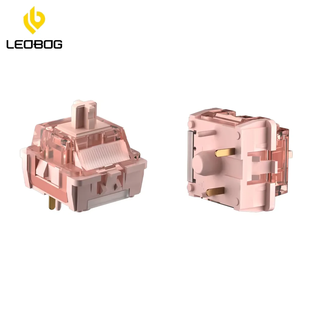 Фото Бесшумные переключатели LEOBOG, линейные переключатели для механической клавиатуры, 5-контактные предварительно смазанные переключатели POM, пользовательские малошумные переключатели Cotton Candy MX F75 F87 №1