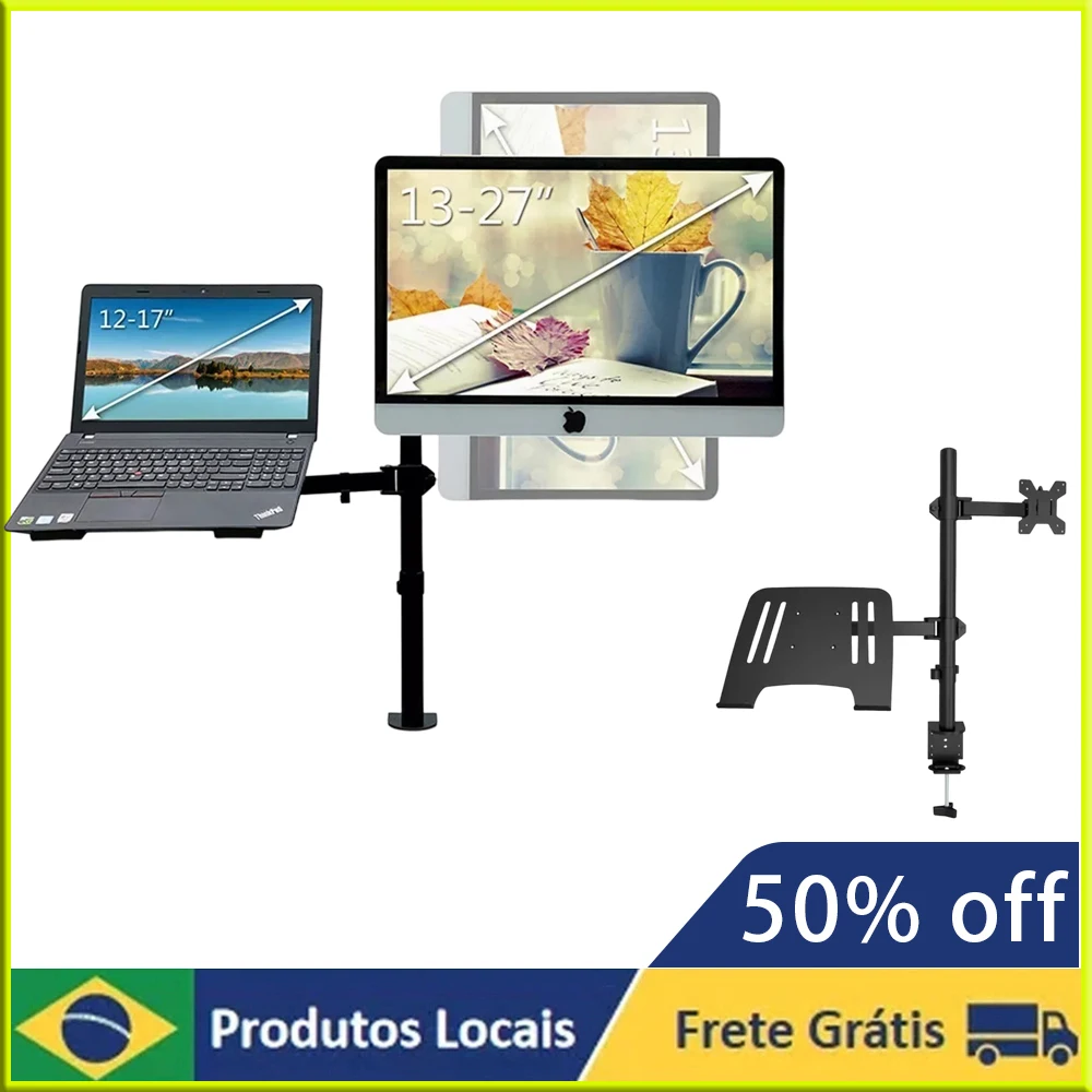 

Dual Screen Laptop Stand Computer Keyboard Stand Black Swivel Stand for 4.7 kg Combined Desktop Screen