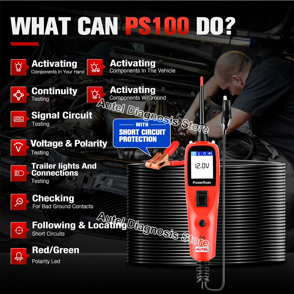 Autel PS100 тестер автомобильной цепи набор датчиков инструмент для диагностики