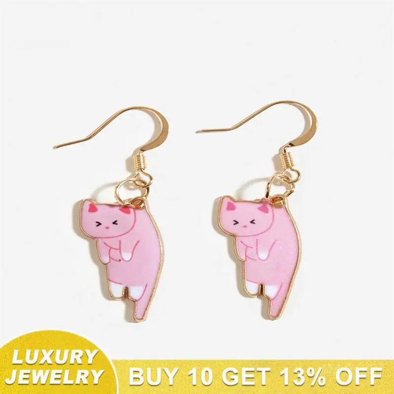 

Серьги-подвески в виде котенка из стерлингового серебра, модные и красивые ювелирные изделия, Милые простые Мультяшные серьги, ушные крючки