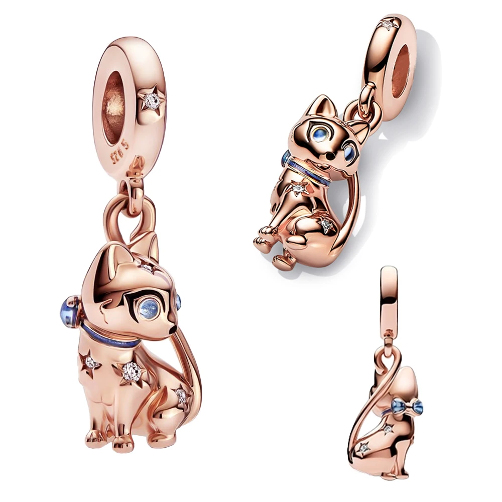 

Бусины из розового золота с голубыми глазами для браслета