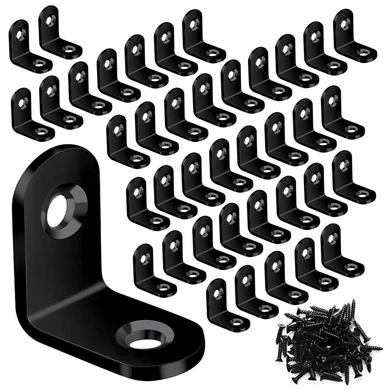 

40Pcs L Bracket Angle Bracket Set,90 Degree Right Angle Bracket, L Bracket, For Wooden Furniture,With 80 Screws