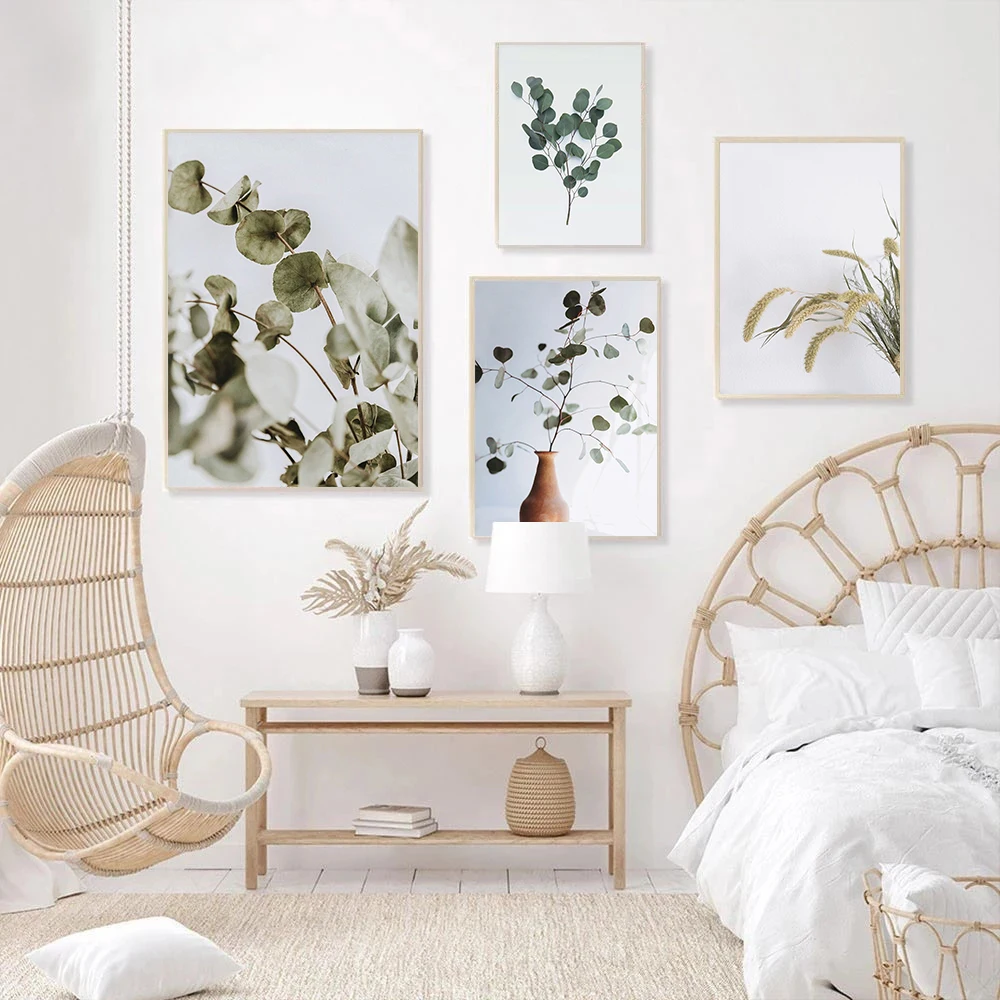 

Растительные принты, зеленые листья, фотография, листья эвкалипта, настенное искусство, минималистичные растения, современная картина, домашний декор