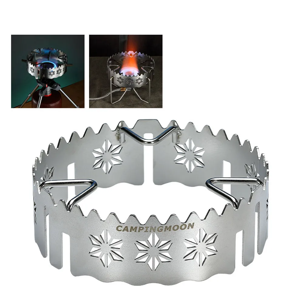 

Camping Gas Stove Windshield Windproof Stove Shelf Outdoor Gas Stove Snowflake Pattern Stainless Steel High Quality Stove Rack