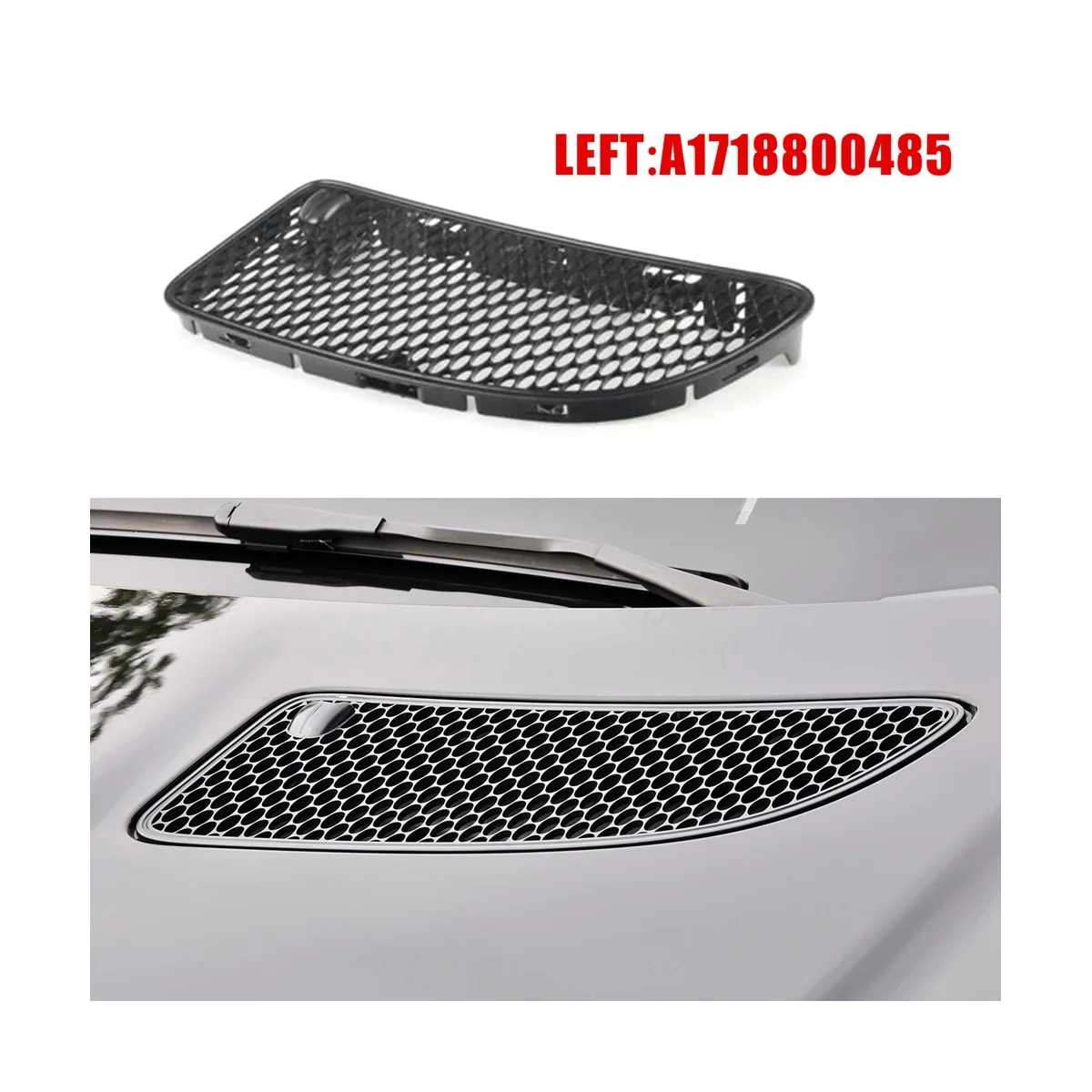 

Car Hood Vent Grille Set Pair for Mercedes Benz R171 SLK280 SLK300 SLK350 2005-2011 1718800485 1718800385