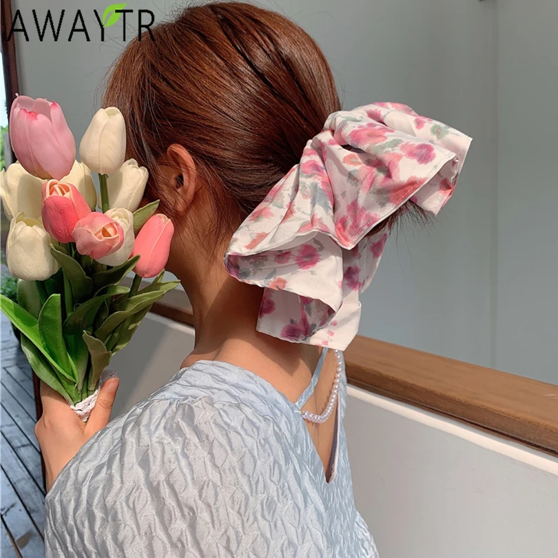 

Oversized Scrunchies Big Rubber Hair Tie Elastic Hair Band Girl Ponytail Holder Pink Print Hair Rope Ring Women Hair Accessories