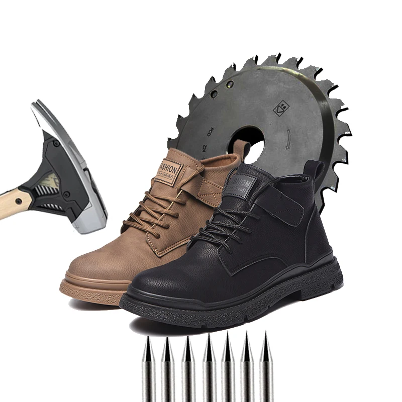 

High-top Comfortable Leather Protective Shoes Anti-smashing Anti-piercing Wear-resistant Martin Boots