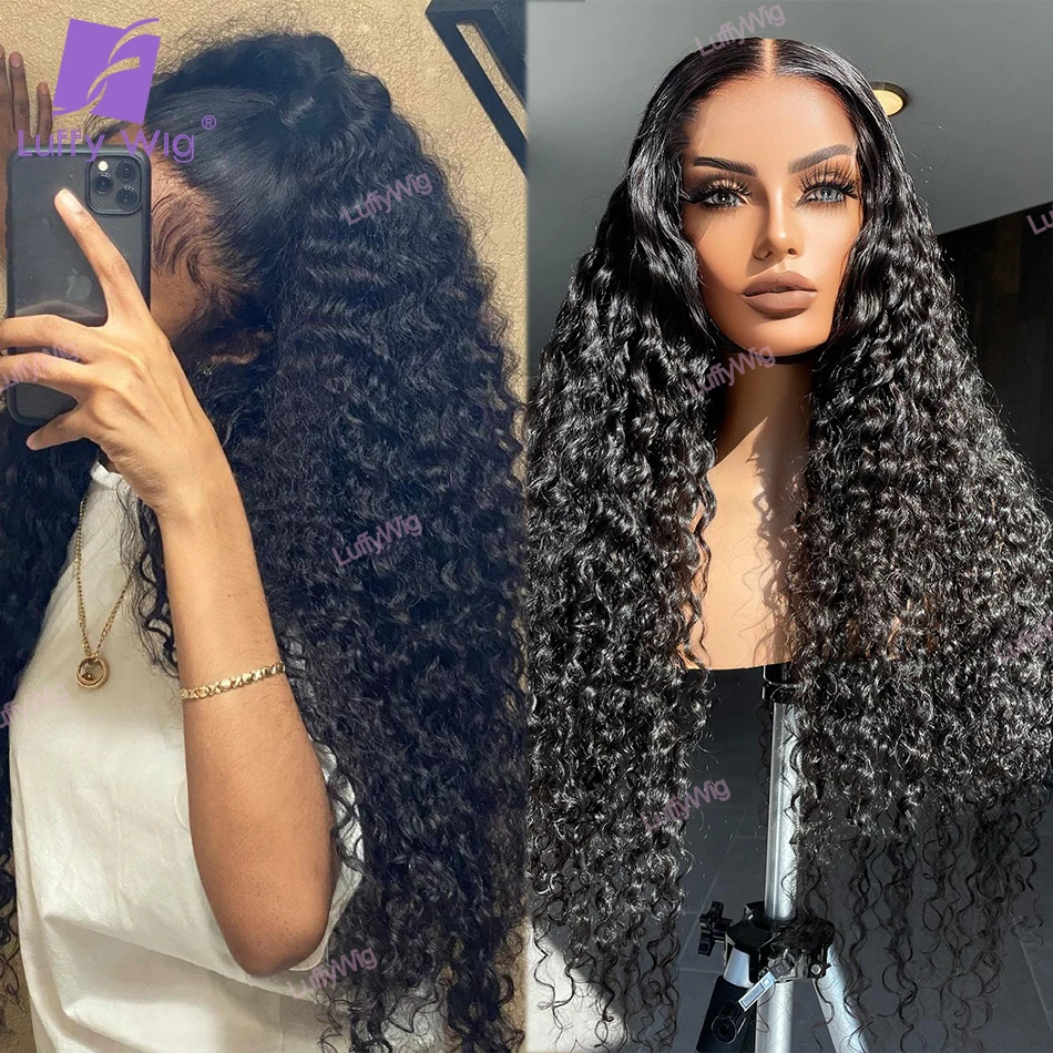

13x6 Kinky Curly Lace Front Human Hair Wigs Brazilian Remy Hair Wig Glueless 250 Density Pre Plucked For Black Women LUFFY