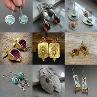 vintage painted leaf flower bee pomegranate boho earrings for women tribal jewelry fashion silver gold color dangle earrings