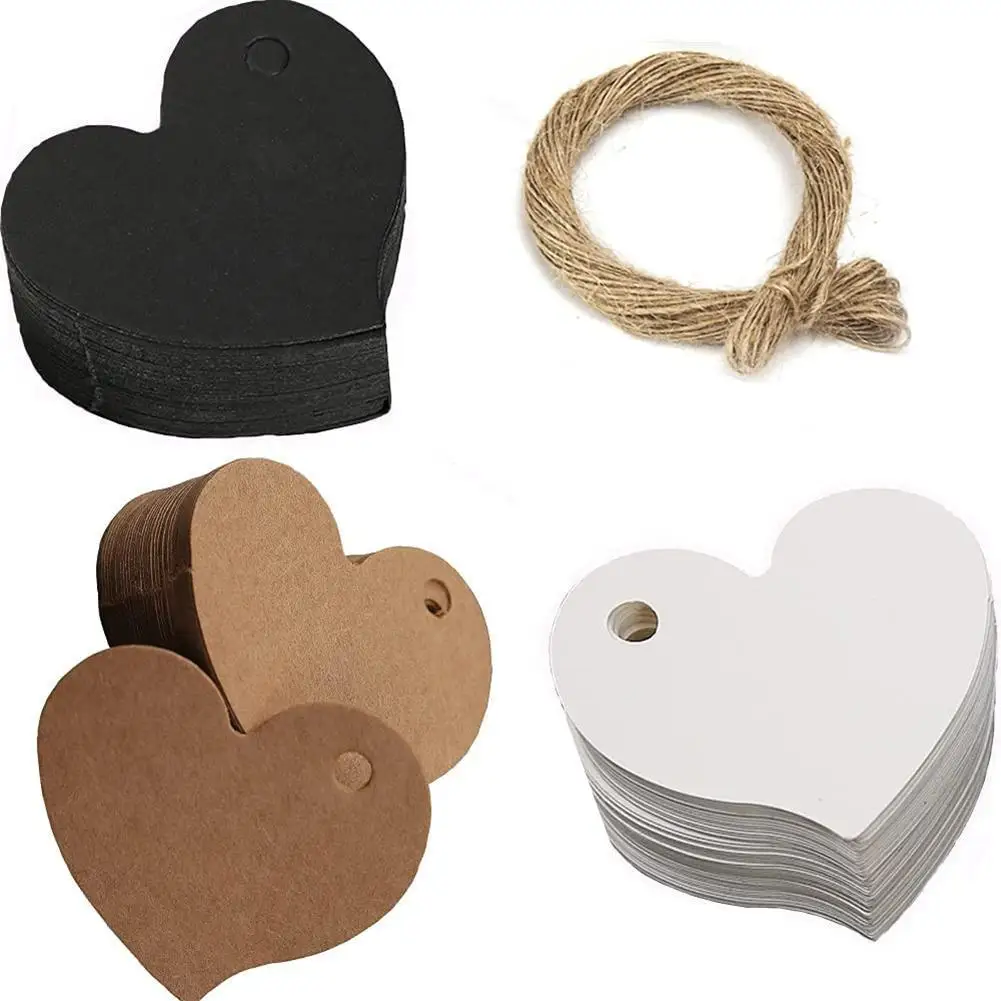 Ярлыки из крафтовой бумаги в форме сердца универсальные пустые ярлыки сделай сам