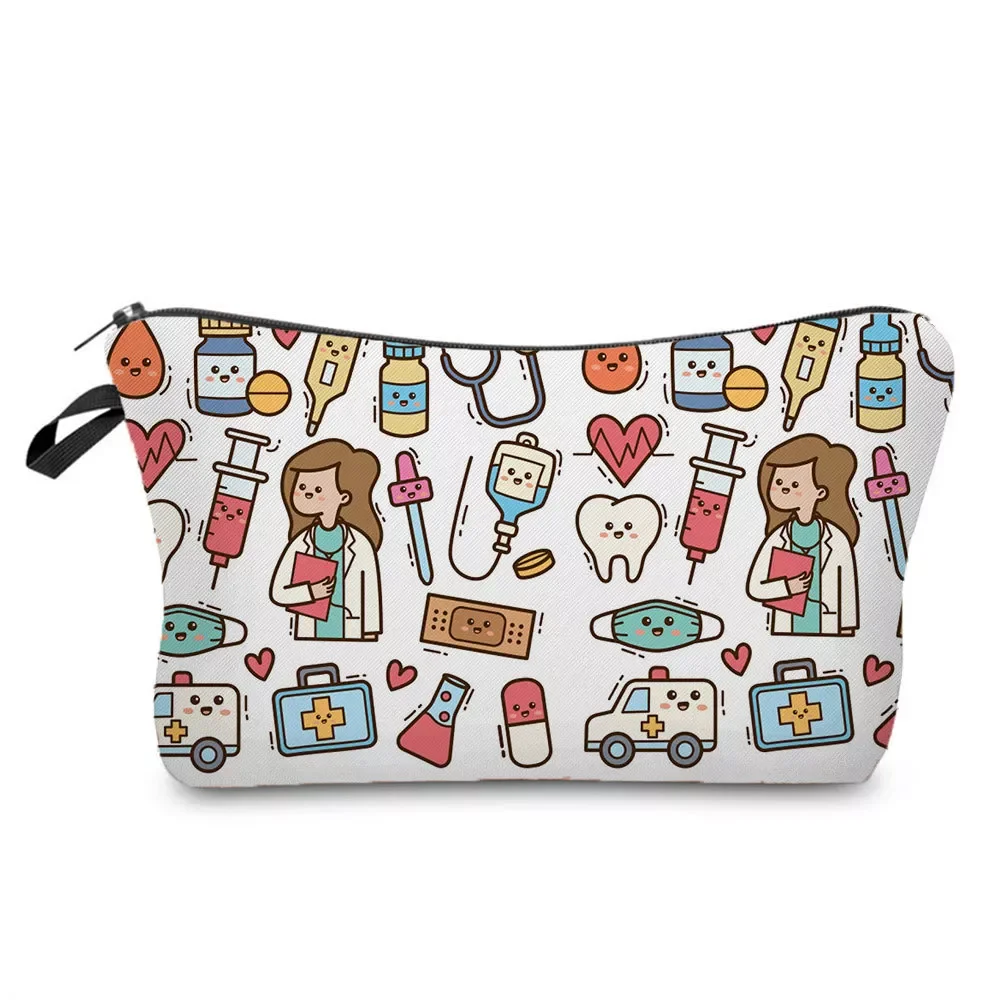 

Floral Printed Bag for Nurses Card Change Earphone Stationery Holder Waterproof Cosmetic Bag Outdoor Travel Bag