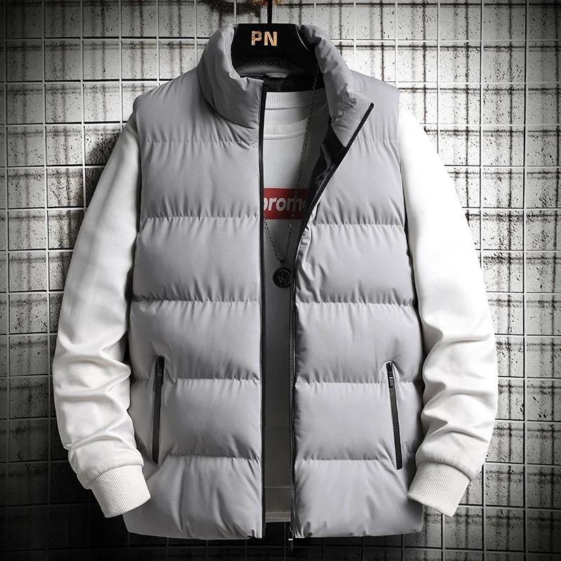 

Plus Size 5XL Men Vest Autumn Winter Casual Thick Solid Color Slim Fit Vest Clothing Sleeveless Outwear Coat Men Clothes
